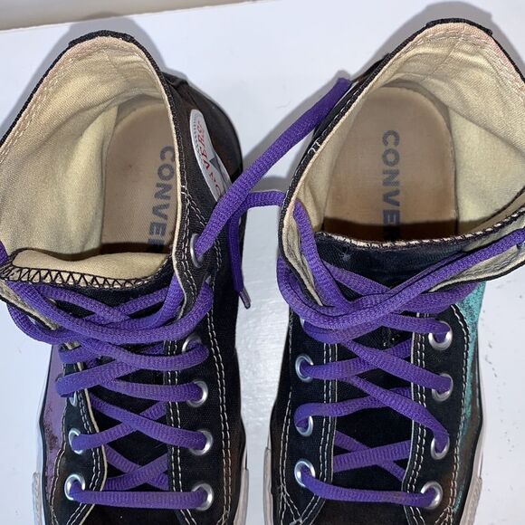 Converse Chuck Taylor All Star | High Top Sneaker Black Purple Teal Custom - Picture 10 of 11